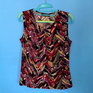 Kasper Small Brushstroke Print Sleeveless Top